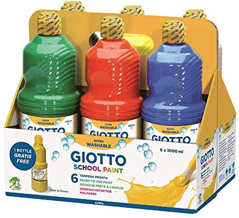 TEMPERA PRONTA SCHOOL PAINT GIOTTO • 6 FLACONS DE ML 1000