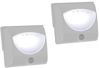 2er SET LED Treppenlicht Nachtlicht, Orientierungsleuchte Stufenbeleuchtung mit Bewegungsmelder, Batteriebetrieb, Silber