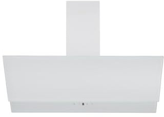 Respekta Campana extractora ahorra espacio/Campana inclinada de 90 cm/Pantalla de cristal con estructura metálica en blanco/Función de extracción y recirculación / CH66038-90WAM / A / 52 – 63 dB