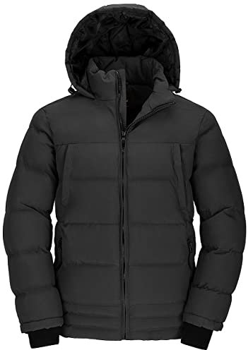 Wantdo Homme Veste à Capuche en Coton Classique Manteau Chaud Polaire Parka d'Extérieur d'hiver Veste Militaire Coupe-Vent Mi-Long Décontracté Gris L