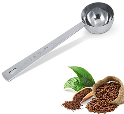 Stainless Steel Coffee Scoop, 15ml Coffee Measuring Scoop Long Handle Coffee Tea Grains Measure Tablespoon Coffee Tea Measuring Spoon Kitchen Cooking Tools