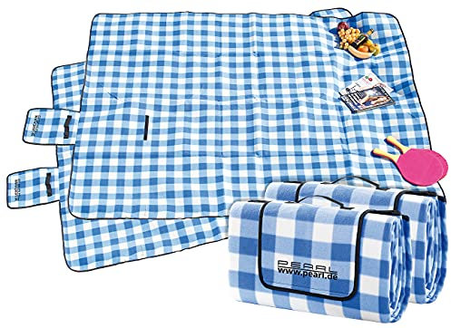 PEARL Picknickdecke gepolstert: 2er-Set Fleece-Picknick-Decken mit wasserabweisender Unterseite (Picknick-Decke, wasserdicht, Reise-Decken, wasserdichte Taschen)