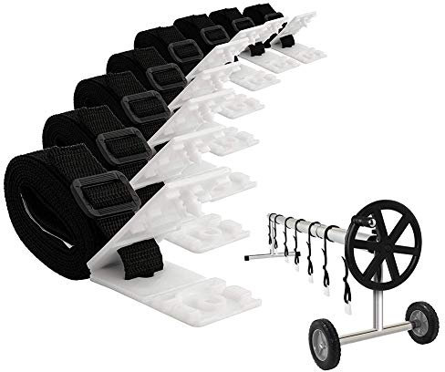 PAEFIU Haltebänder Befestigungsbänder ,Haltebänder Für Poolfolie 8-er Set Fahrbar Solarfolie Aufrollsystem Befestigungsbänder Und Klammern ,für Pool-Planen/Abdeckungen