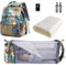 SNDMOR Wickeltasche Rucksack, wickelrucksack mit bettfunktion Großer, Multifunktionale Diaper Bag Mit Wickelunterlage, Kinderwagen-Haken, Geeignet für Mama und Papa (WüSten Tarnmuster)