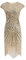 MIMIKRY 20er Jahre Charleston Pailletten Kleid Creme/Gold mit Fransen Flapper Damen-Kostüm, Größe:S