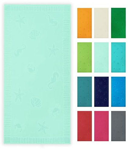 ZOLLNER Toalla de Playa Grande, 100x200 cm, 100% algodón, Verde Menta