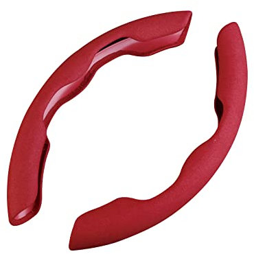 Ergocar Alcantara Sportlich Lenkradbezug D & Runde Forme Universal Modisch Segmentierte Auto Lenkradschutz Dauerhaft Anti-Rutsch Atmungsaktiv Lenkradhülle 38cm(15), Rot