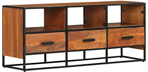 vidaXL Akazienholz Massiv TV Schrank mit 3 Schubladen 3 Fächern Lowboard Fernsehschrank Fernsehtisch TV Möbel HiFi-Schrank Sideboard 110x30x45cm