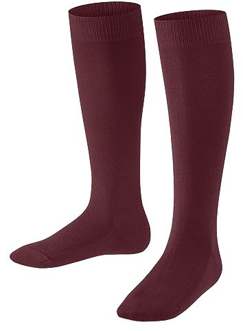 FALKE Unisex Kinder Kniestrümpfe Family K Kh nachhaltige Baumwolle lang einfarbig 1 Paar, Rot Ruby 8830, 31-34
