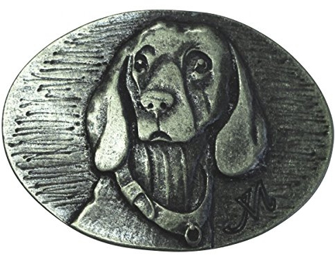 BELTINGER Gürtelschnalle Bayerischer Schweisshund 4,0 cm | Buckle Gürtelschließe 40mm Massiv | für Jagd-Outfit und Hunde-Besitzer | Altsilber