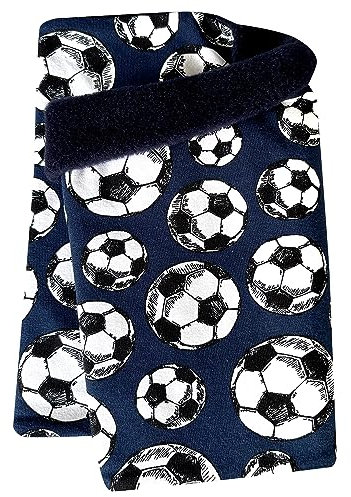 Wollhuhn Mädchen/Kinder/Jungen Warmer Schlupfschal/Halstuch Innen Fleece Gefüttert Viele Motive Winter Übergangszeiten (Fußball Dunkelblau)