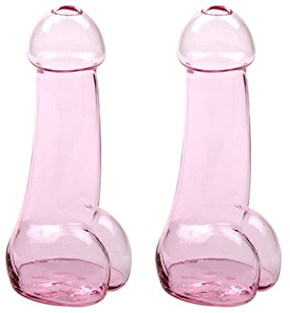 RSTYS 2Pcs Pink Transparent Wine Glass, 6.3inch Creative Funny Cocktail Glass, Irregular Novelty Beer Juice Cup, Birthday Party Funny Cup