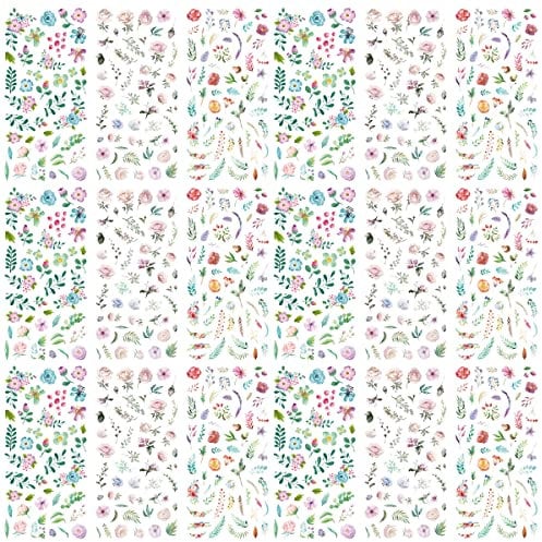 18 Blatt Aufkleber Grün Klein Blumen Scrapbooking Hochzeit Gästebuch Fotoalbum Stickeralbum