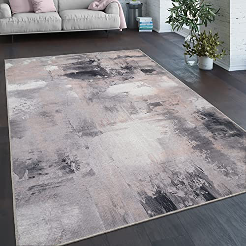 Paco Home Waschbarer Teppich Wohnzimmer Schlafzimmer Vintage Muster Flachgewebe Modern Abstrakt Farbverlauf, Grösse:120x160 cm, Farbe:Grau-Beige