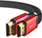 JSAUX Cable HDMI 5 Metros [4K @ 60Hz, 2.0, 18Gbps] Ultra Alta Velocidad Plano Soporte 3D HDR UHD 2160p 1080p Ethernet ARC para PS3/4 TV PC - Rojo