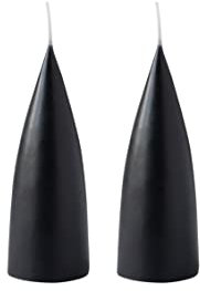 Kunstindustrien® Stumpenkerzen, Hergestellt in Dänemark, 43 Farben verfügbar, Kegel Kerze, Durchgefärbte Stumpenkerze lange Brenndauer von 15 Stunden, Kerzen Deko, 2 Stück 6,5 x 16cm (Schwarz)
