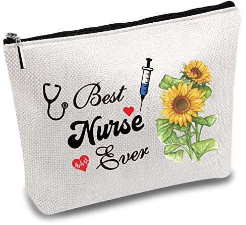CREATCABIN Beste Krankenschwester Survival Kit Aller Zeiten Leinwand Make-Up Taschen Kosmetiktasche Mehrzweck Stiftetui Kulturbeutel Für Frauen Mädchen Federmäppchen Geschenk Thanksgiving 10x7Zoll