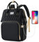 VSNOON Laptop Backpack for Women,17.3 Inch Stylish Laptop Rucksack Wide Open, Travel Backpack with USB Charging Port, Water Resistant Travel Business Work Bag Computer bag for Men, Black