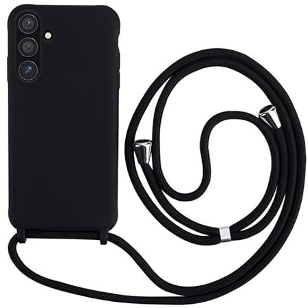 Keteen Collier pour Samsung Galaxy A54 5G Coque Silicone Liquide Bumper Housse Galaxy A54 5G Lanière avec Cordon Réglable Longueur Chaîne Lanyard Case Housse pour Samsung Galaxy A54 5G, Noir