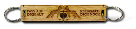 HOLZBRÜDER Fuchs Schlüsselanhänger 2er Set aus Holz mit Lasergravur