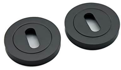 Oval Profile Round Concealed Escutcheon Keyhole Covers with Screws in Various Finishes (Gun Metal Grey)