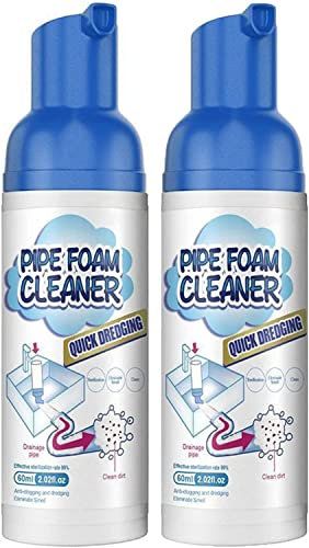 Herios Drain Foam Cleaner, Drain Pipe Foam Cleaner,Pipe Dredge Deodorant,Liquid Hair Drain Clog Remover & Cleaner,Clog Remover Odor Eliminator,for Toilets, Sinks, Tubs (2 Pcs)