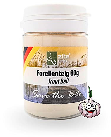 Zite Fishing Forellenteig mit Knoblauch-Aroma 60g – Fängige Forellenpaste als Forellenköder – Trout Bait Teigköder in knalligen Neonfarben (Weiß)