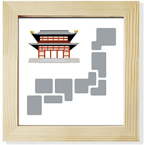 Traditioneller japanischer Bilderrahmen mit Ziegelstein-Fliesen, quadratisch, für Wand, Tischplatte