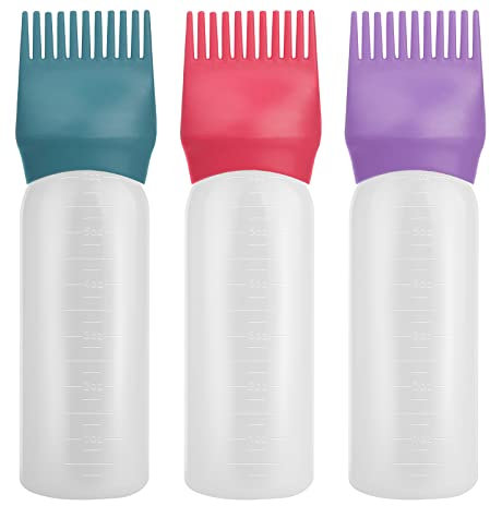Gezimetie Wurzelkamm-Applikatorflasche, mit Skala, Haarfärbe-Applikatorpinsel, 170 ml, zweifarbig, 3 Stück