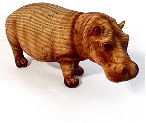 Hippopotmous in Holz-Optik, Harz, Ornamente für das Zuhause, Wohnaccessoires, Nilpferd-Liebhaber, Geschenk zum Geburtstag, Freundschaft, Tierliebhaber, Geschenk für Tierliebhaber, Nilpferd-Statue