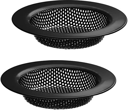2 Stücke Abflusssieb Spüle Küche Dusche Waschbecken, Bandfol 11CM Universal Küchenspüle Sieb abfluss Spülbecken Haar Stopper rostfrei, Schwarz