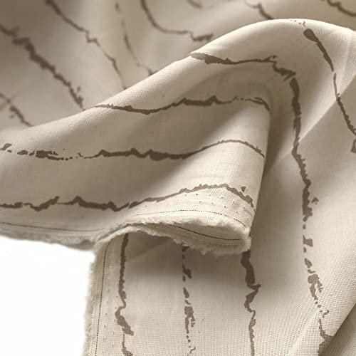 TOLKO Baumwollstoff Meterware leichter Sommer Batist aus Baumwolle für Kleid Bluse Hemd Gardine Vorhang weich gestreift gemustert Kleiderstoff Dekostoff Nesselstoff | Stoffe zum Nähen (Beige)