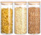 Belle Vous (Lot de 3) Bocal Hermétique avec Couvercle en Bois de Bambou - 950 ml Bocaux Rangement Cuisine - Bocal en Verre avec Couvercle pour Pâtes, Farine, Céréales, Sucre, Café, Thé et Autres