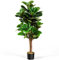 COSTWAY Plante Artificielle 120CM avec Pot Décoration en PP Souple, Fausse Figuier à Feuilles de Violon 118 Feuilles en PEVA, Décoration du Magasin Bureau Maison