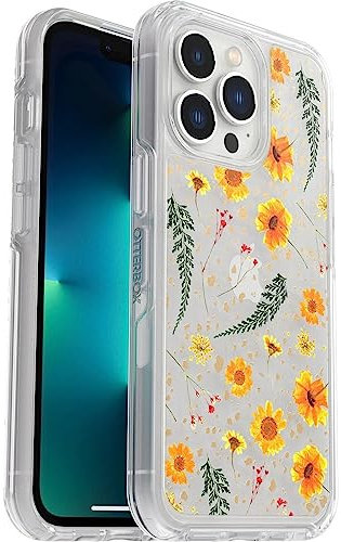 OtterBox Symmetry Series iPhone 13 Pro Case Impressive Floral Clear with Yellow Flowers, Apple Phonecase, Slim Fit, Raised Screen Bumper, MagSafe Wireless Charging Compatible