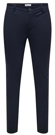 ONLY&SONS Elegante Herren Stoffhose Stretch Chino Pants Slim Fit Business Trousers ONSTHOR, Farben:Blau-2, Größe Hosen:28W / 32L, Beinlänge:L32