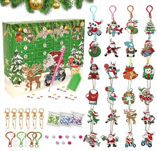 KARPIX Diamond-Painting Advent Calendar 2023 Diamond Art Keychains Christmas Ornaments 24 Days Countdown Calendar For Adults Kids (24pcs)