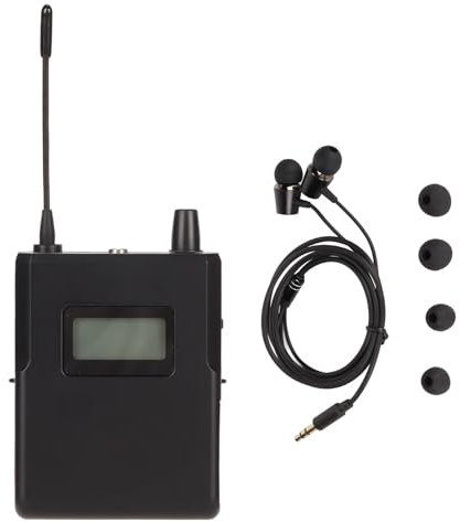 Cryfokt Receptor de Petaca, de Monitor de Oído Inalámbrico con Sonido HiFi, Receptor Bodypack con Pantalla LCD, Monitor de Auriculares Portátil para Escenario, Estudio de
