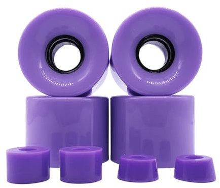 MagiDeal 4 Stück Skateboard-Räder Roller PU 78A Glatte Longboard-Räder mit Buchsen Cruising-Räder für Fahrten in jedem Gelände, lila