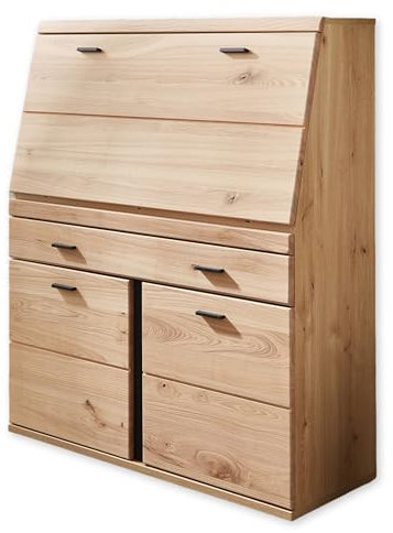 Sekretär Schreibtisch Kommode in Altesche massiv, Old Artisan Oak Optik FSC-zertifiziert - Platzsparender Computertisch Schrank - 98 x 124 x 38 cm (B/H/T)