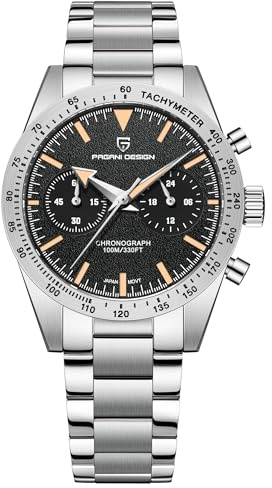 Pagani Design 1766 Herren-Chronograph Uhr 40MM alle Edelstahl VK64 Quarzwerk Lederband 100M wasserdicht leuchtende Vintage Sportuhr