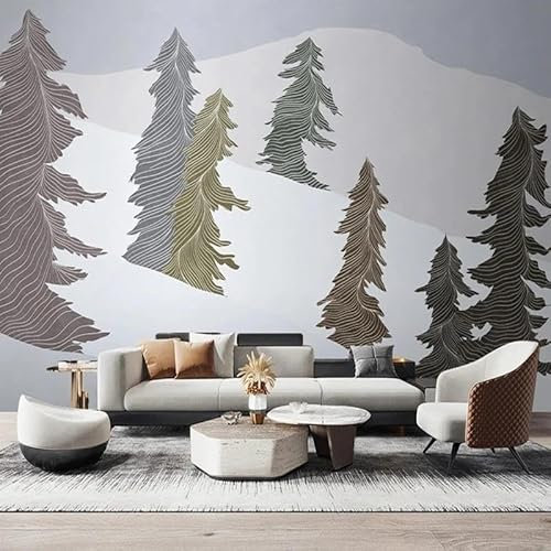 TANYANG Benutzerdefinierte Wandbild 3D Handbemalt Wald Baum Natürliche Muster Tapete Wohnzimmer Schlafzimmer Esszimmer Hintergrund 430Cm(W)×300Cm(H)