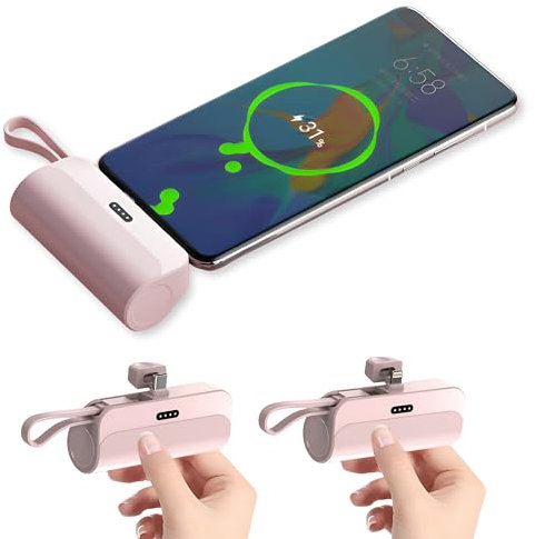 MOGGAM Bateria Externa iPhone Portátil - Compatible con 16/16Pro/15/15Pro/14/14Pro/13/12 y Más - Bateria Portatil iPhone 2 en 1 de 5000mAh - Cargador Portatil iPhone y Smartphone - Power Bank