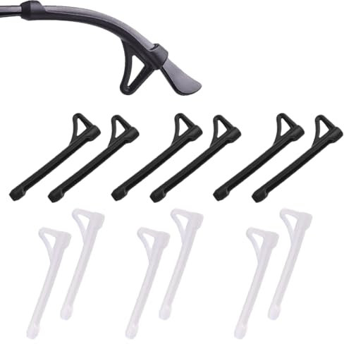 RAMGLYO 6 Paar Antirutsch Brillenbügel, Silikon, Weich, Schwarz, Sportbrillen, Sonnenbrille, Lesebrillen