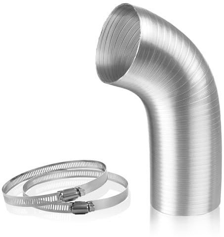 Abluftschlauch, 160 mm x 2 m Lüftungskanal aus verdicktem Reinaluminium + 2 Edelstahl-Schlauchklemmen für Dunstabzugshaube