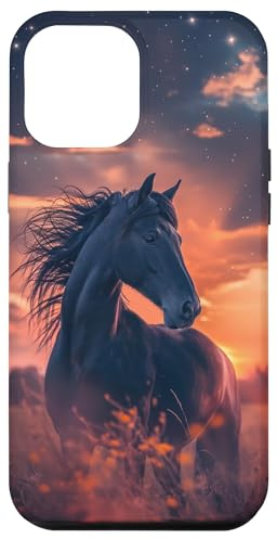 Pferd mit Sternen Sonnenuntergang Pferde Mädchen Hülle für iPhone 12 Pro Max