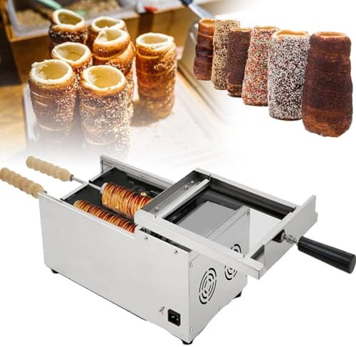 1600 W kommerzieller Kamin-Brötchen-Grill-Maker, elektrischer Eistüten-Hersteller, Kamin-Brötchen-Maker für Restaurant, Zuhause, Küche, Snackbar, kommt mit 2 Edelstahlstangen