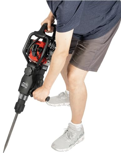 ahxyd - Demolition Jack Hammer,2-Stroke Demolition Hammer Concrete Road Breaker,Petrol Concrete Tile Breaker Demolitionw/Point Chisel + Flat Chisel,for Concrete Blocks, Brick, Rock, Road Maintenance