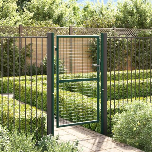 Metal Garden Gate, Swing Fence Gate Steel 100x150 cm Green