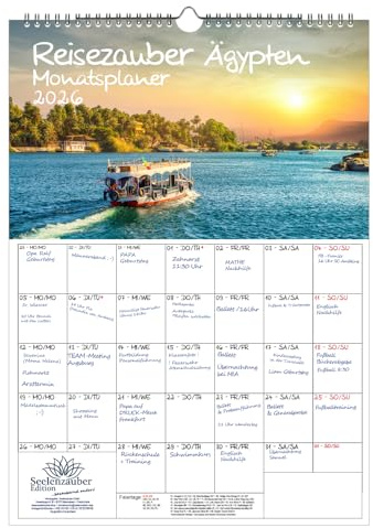 Reisezauber Ägypten Planer DIN A3 Kalender für 2026 Ägypten Landschaft Reise Tiere Urlaub - Seelenzauber